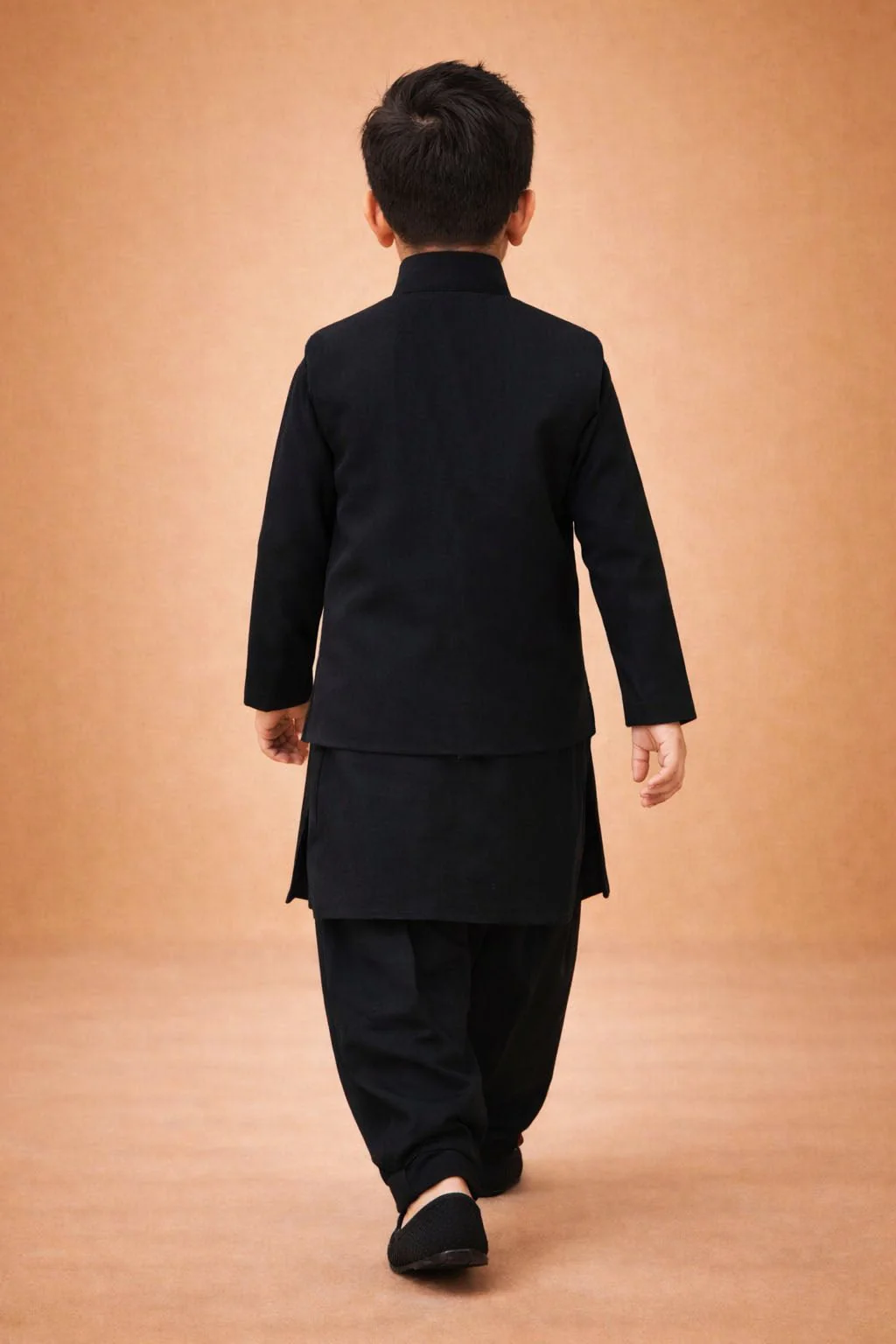 Boys Imported Suiting Solid Nehru Jacket Kurta Patiala Dupatta Set - Image 2
