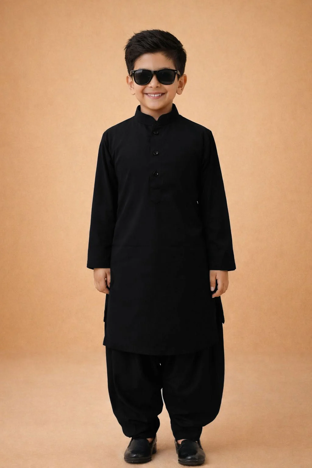 Boys Imported Suiting Solid Nehru Jacket Kurta Patiala Dupatta Set - Image 6