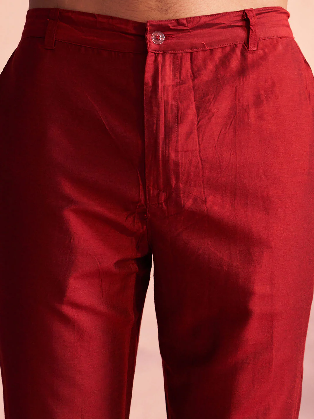 Men's Maroon Georgette Zari With Sequins Worked Kurta Pant Set - Image 5