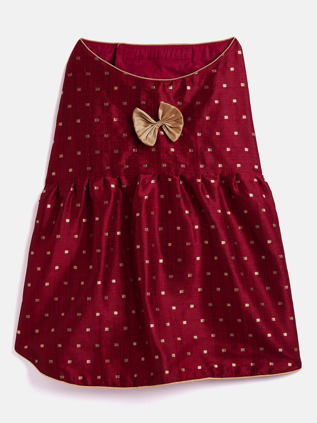 Maroon And Gold Silk Blend Siblings Set For Dogs - Image 4