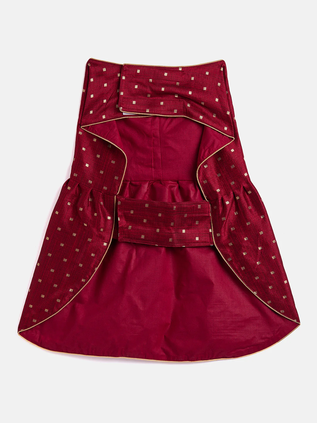 Maroon And Gold Silk Blend Siblings Set For Dogs - Image 5