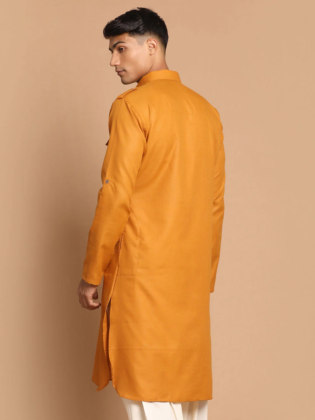 Men's Rust Pathani Cotton Blend Kurta - Image 3
