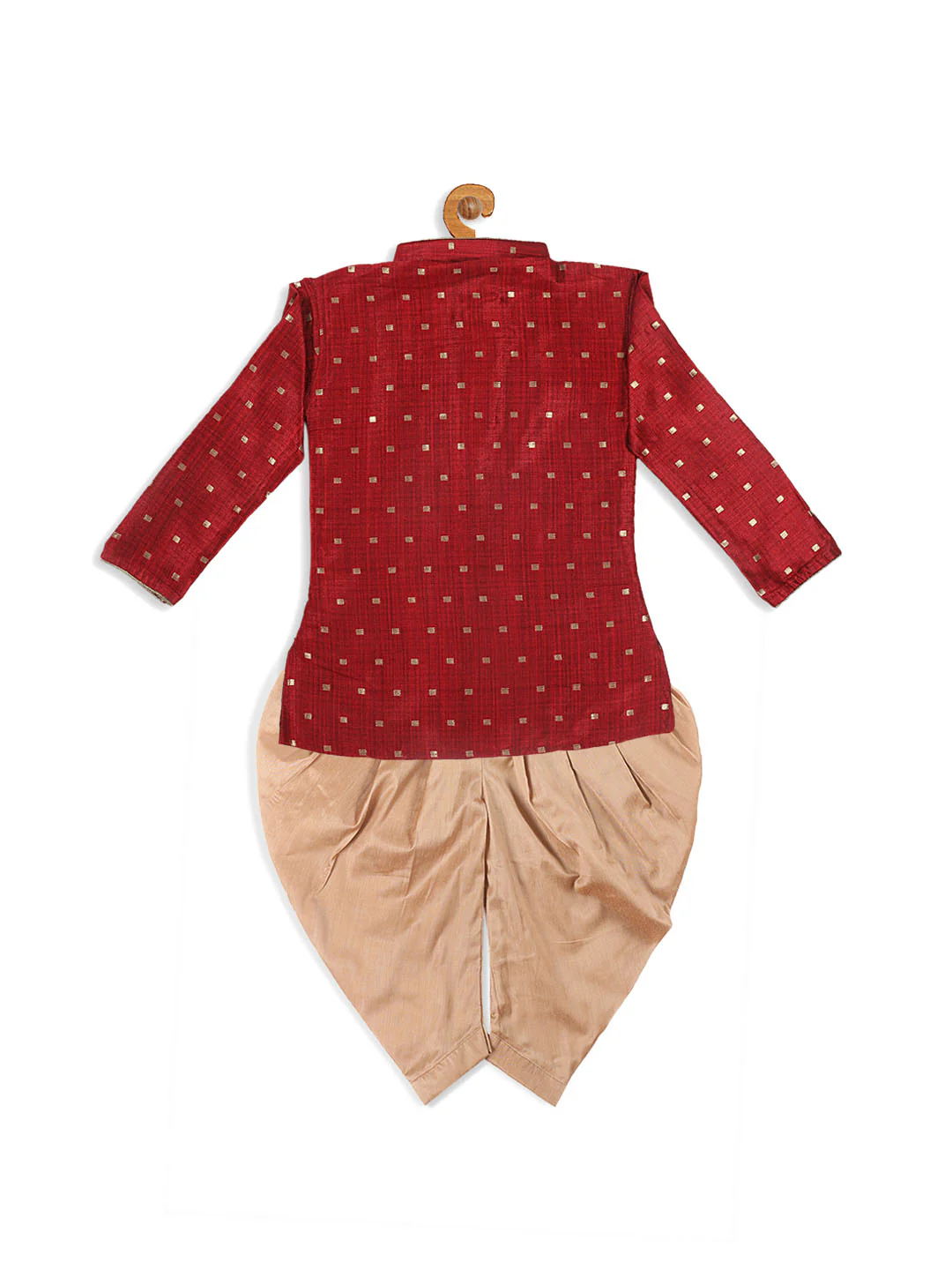 Boy's Maroon Kurta With Dhoti Pant Set - Image 4