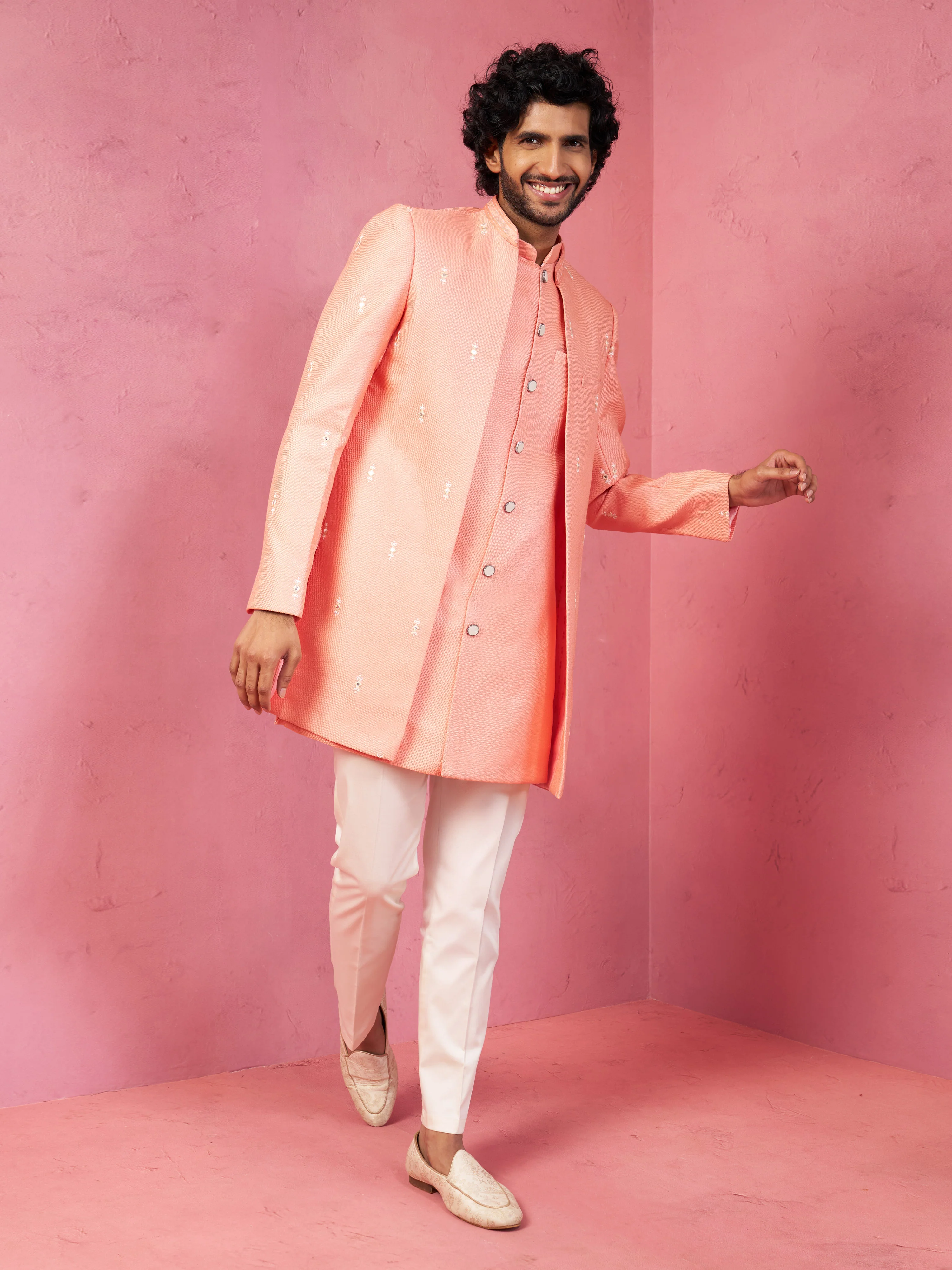 Men Embroidered Indo-Western Coat with Pyjama Set - Image 3