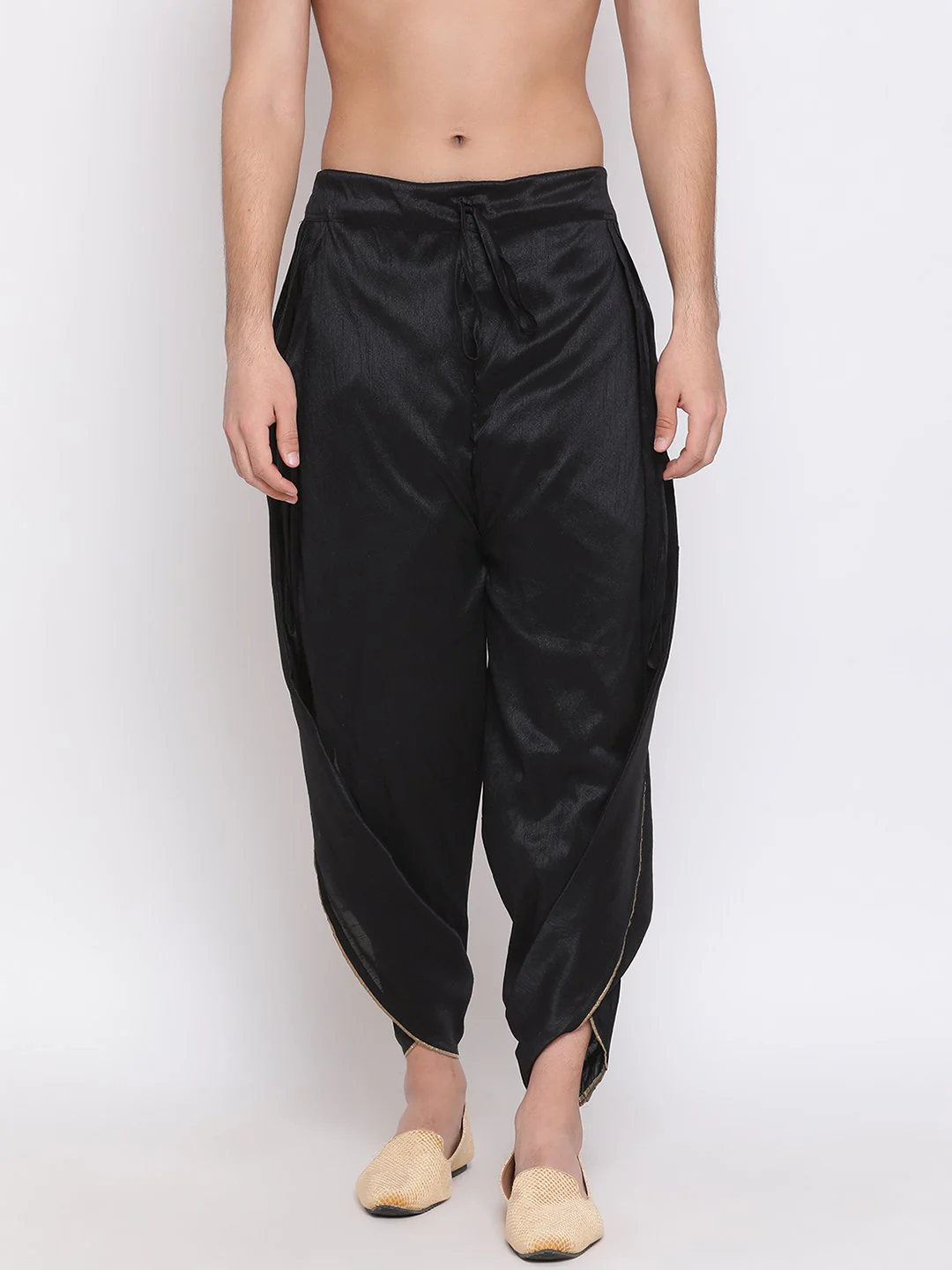 Men's Black Silk Blend Dhoti Pant