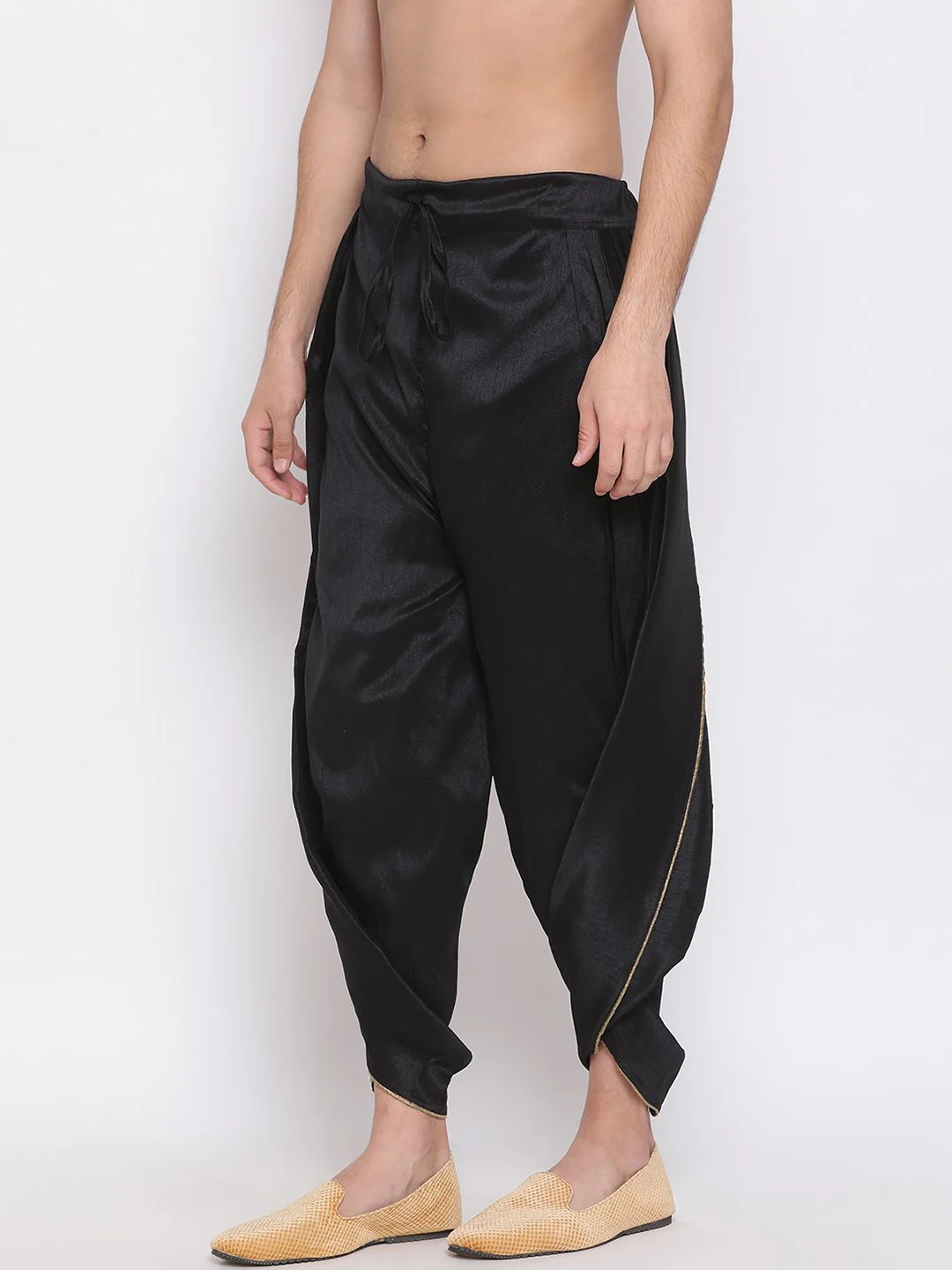Men's Black Silk Blend Dhoti Pant - Image 2