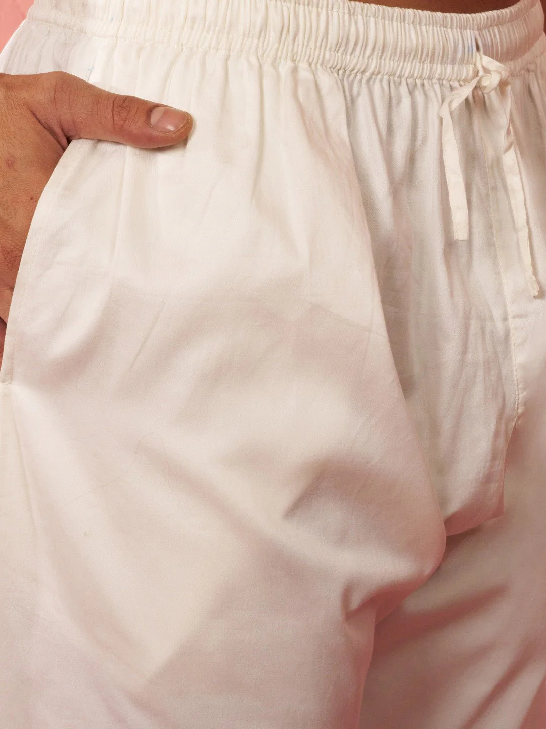 Men's Blue Bandhani Print Kurta with Cream Pyjama - Image 6