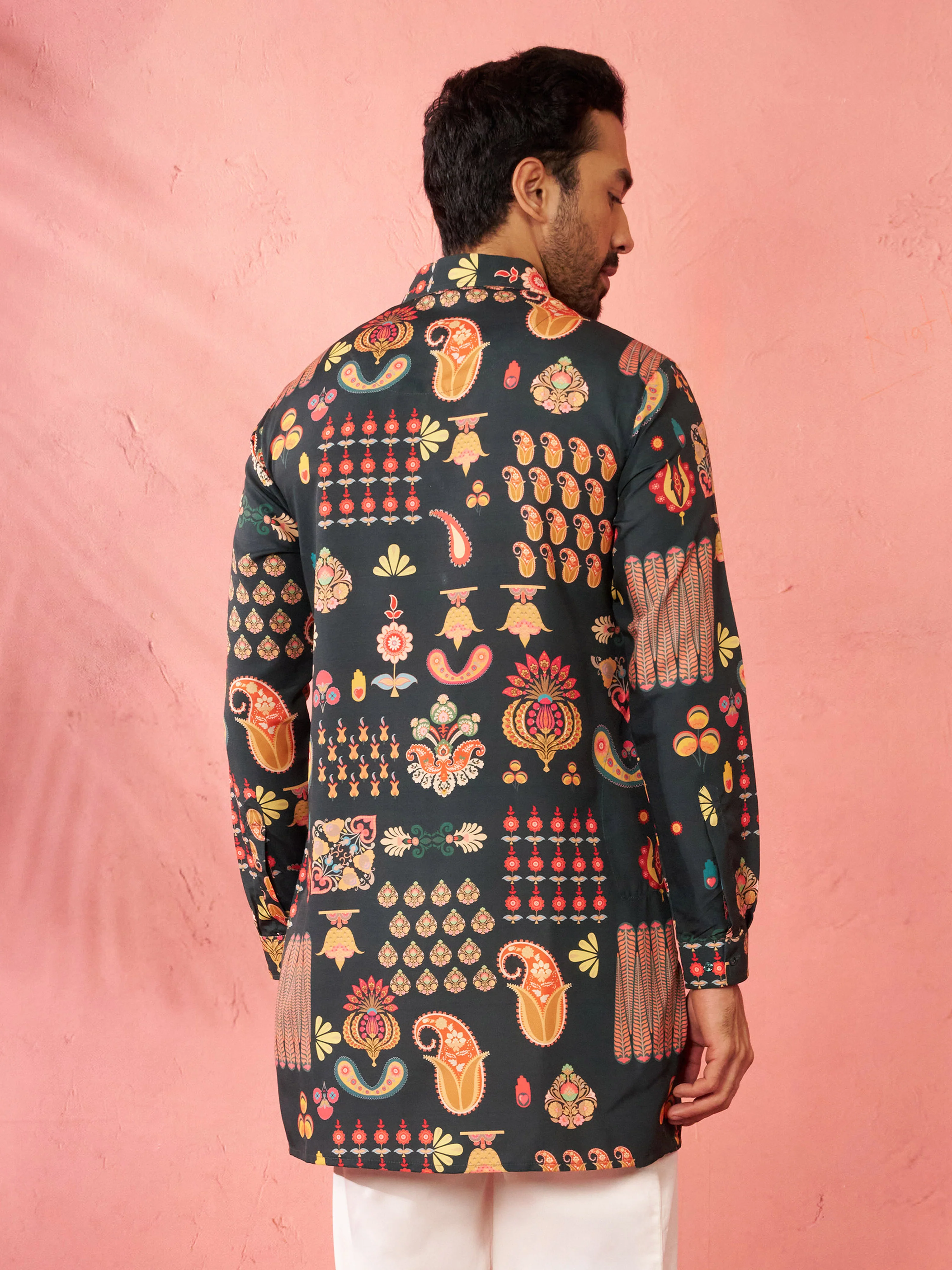 Men's Bottle Green Rayon Kurta - Image 5