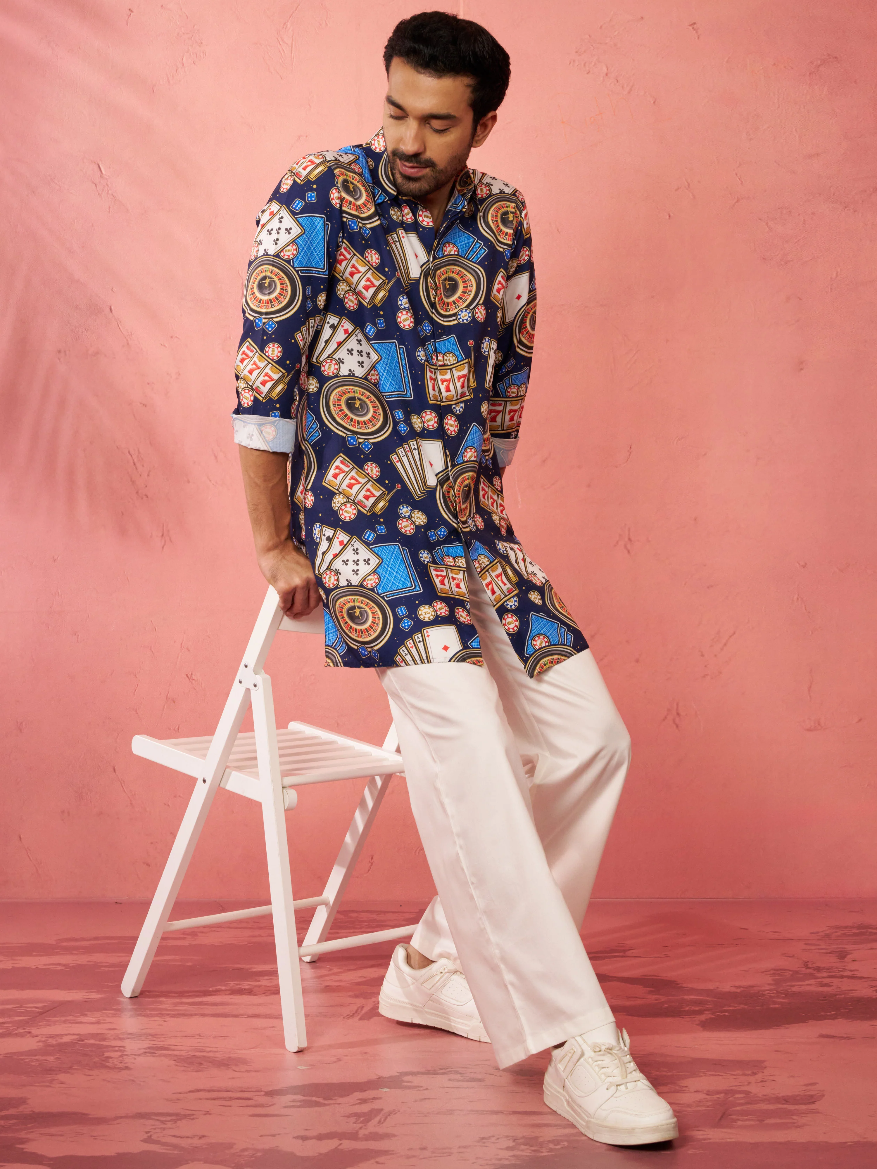 Men's Cream Fine Satin Palazzo Pants - Image 5