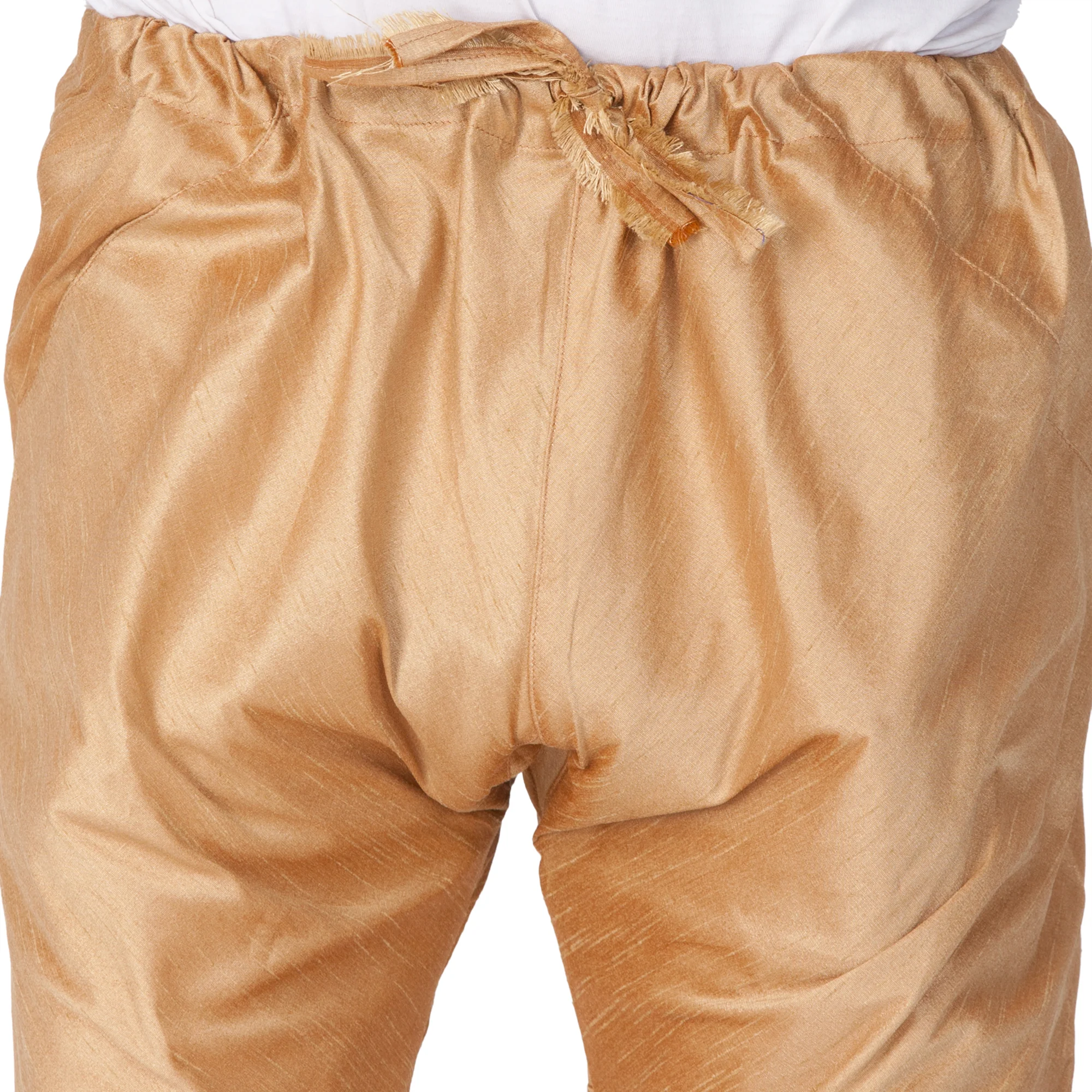 Men's Gold Cotton Silk Blend Kurta and Pyjama Set - Image 6