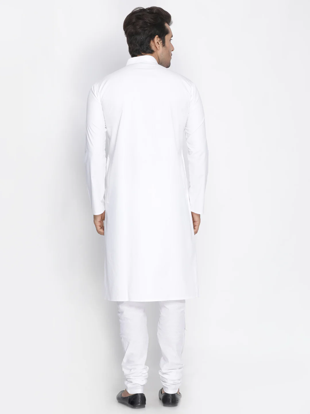 VASTRAMAY Men's White Cotton Kurta, Pyjama & Dupatta Set - Image 4