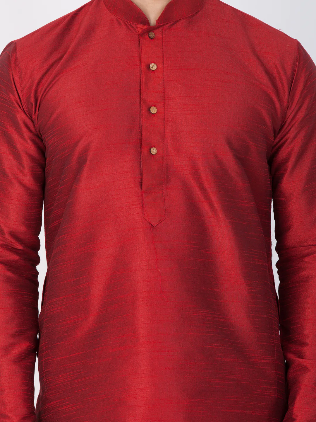 VASTRAMAY Men's Maroon Cotton Silk Blend Kurta and Dhoti Pant Set - Image 3