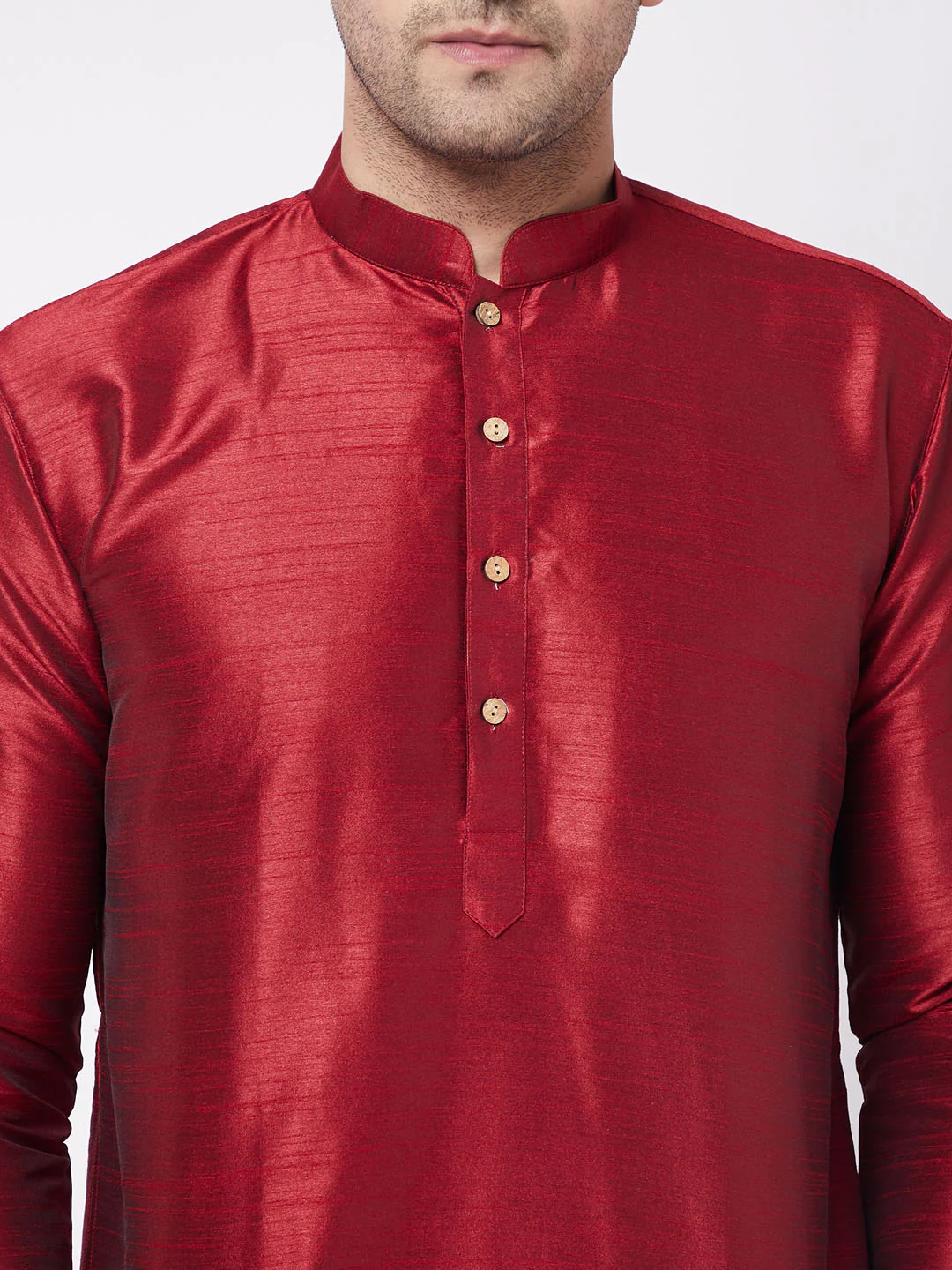 Men's Maroon Silk Blend Kurta And Dhoti Set - Image 4