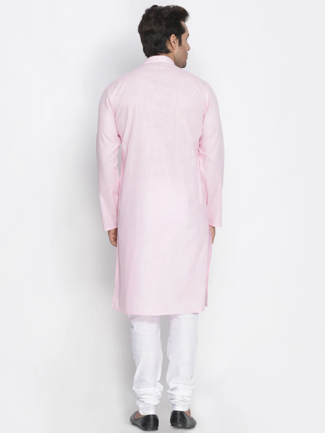 VASTRAMAY Men's Pink Cotton Kurta and Pyjama Set - Image 4