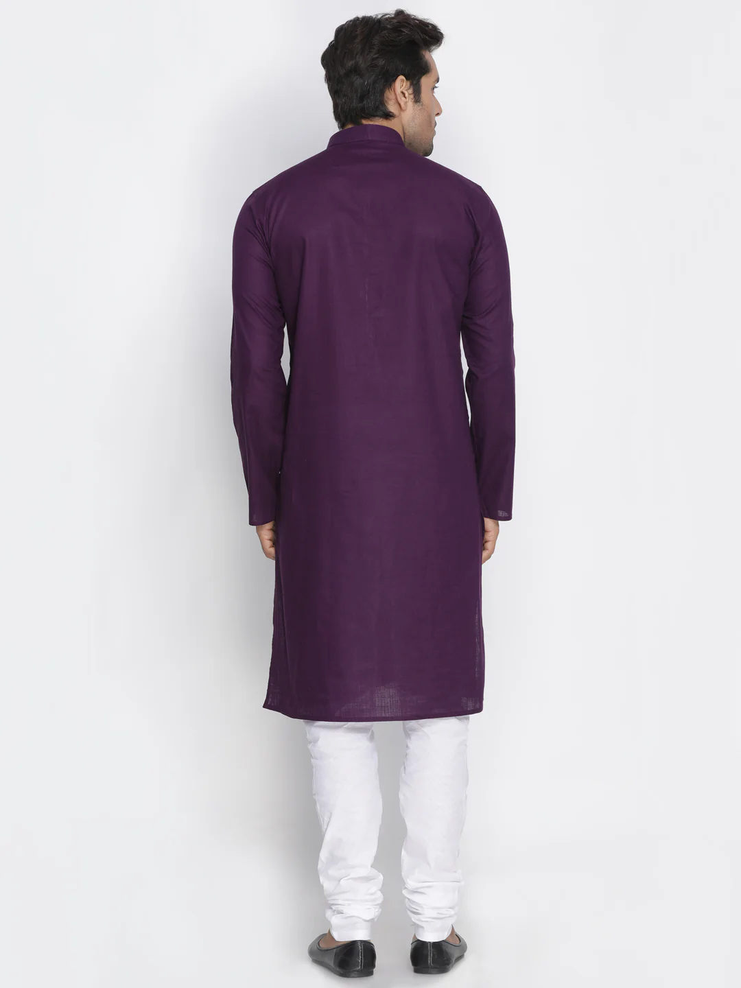 VASTRAMAY Men's Purple Cotton Kurta and Pyjama Set - Image 4