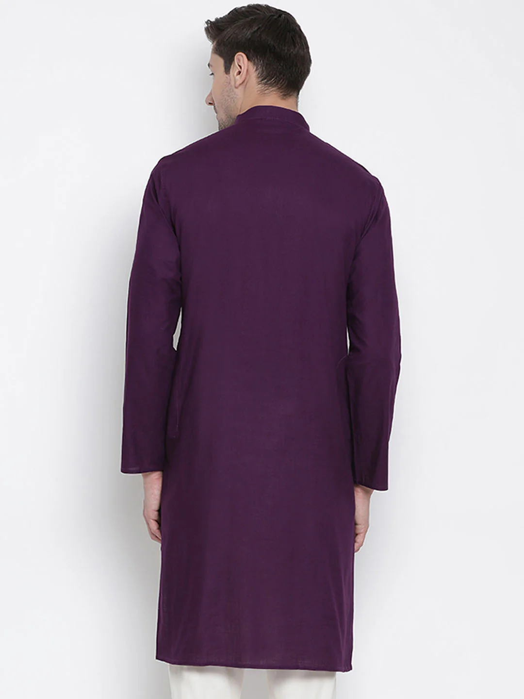 VASTRAMAY Men's Purple Cotton Kurta - Image 4