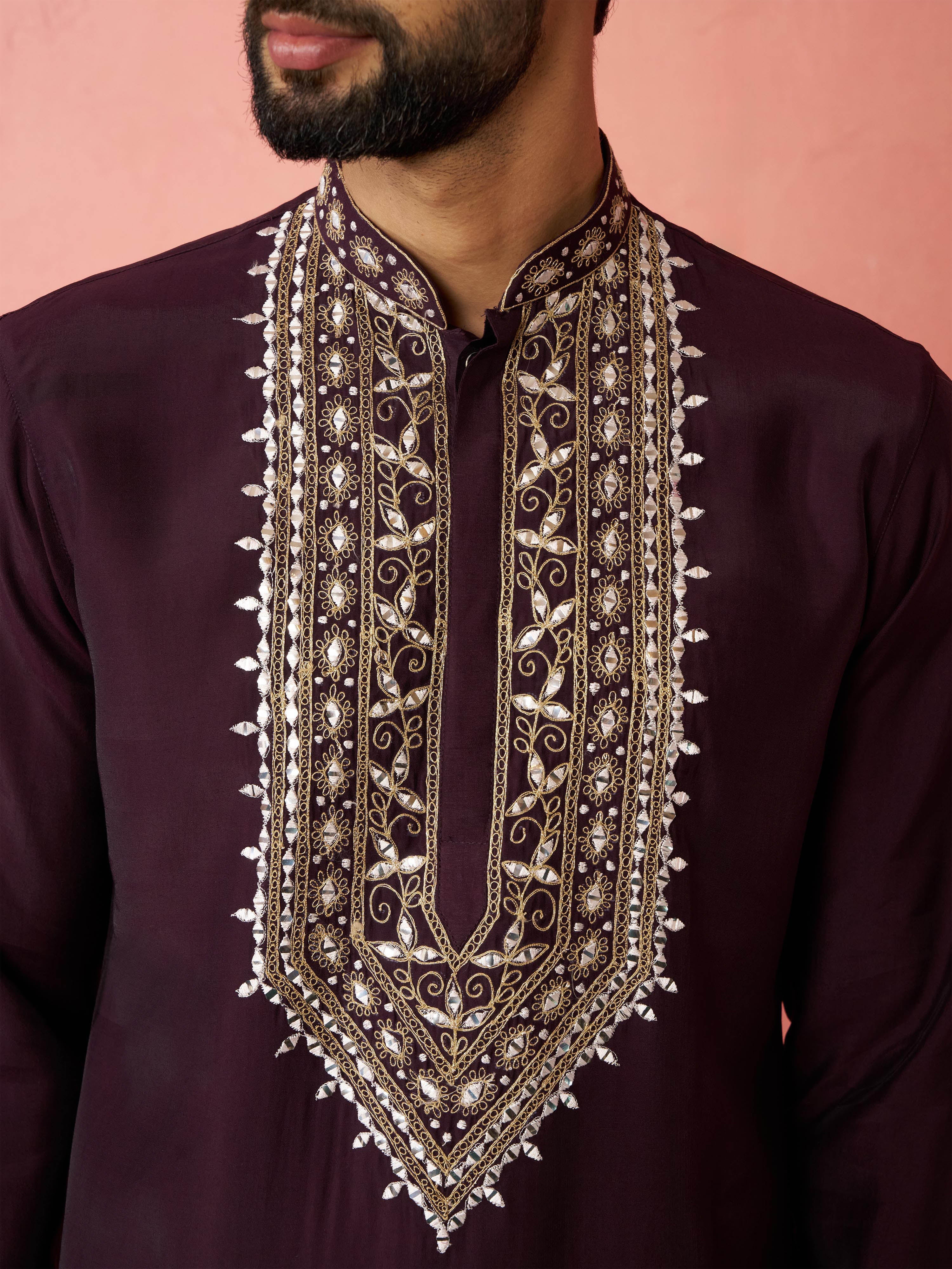 Men's Purple Modal Chanderi Kurta - Image 2