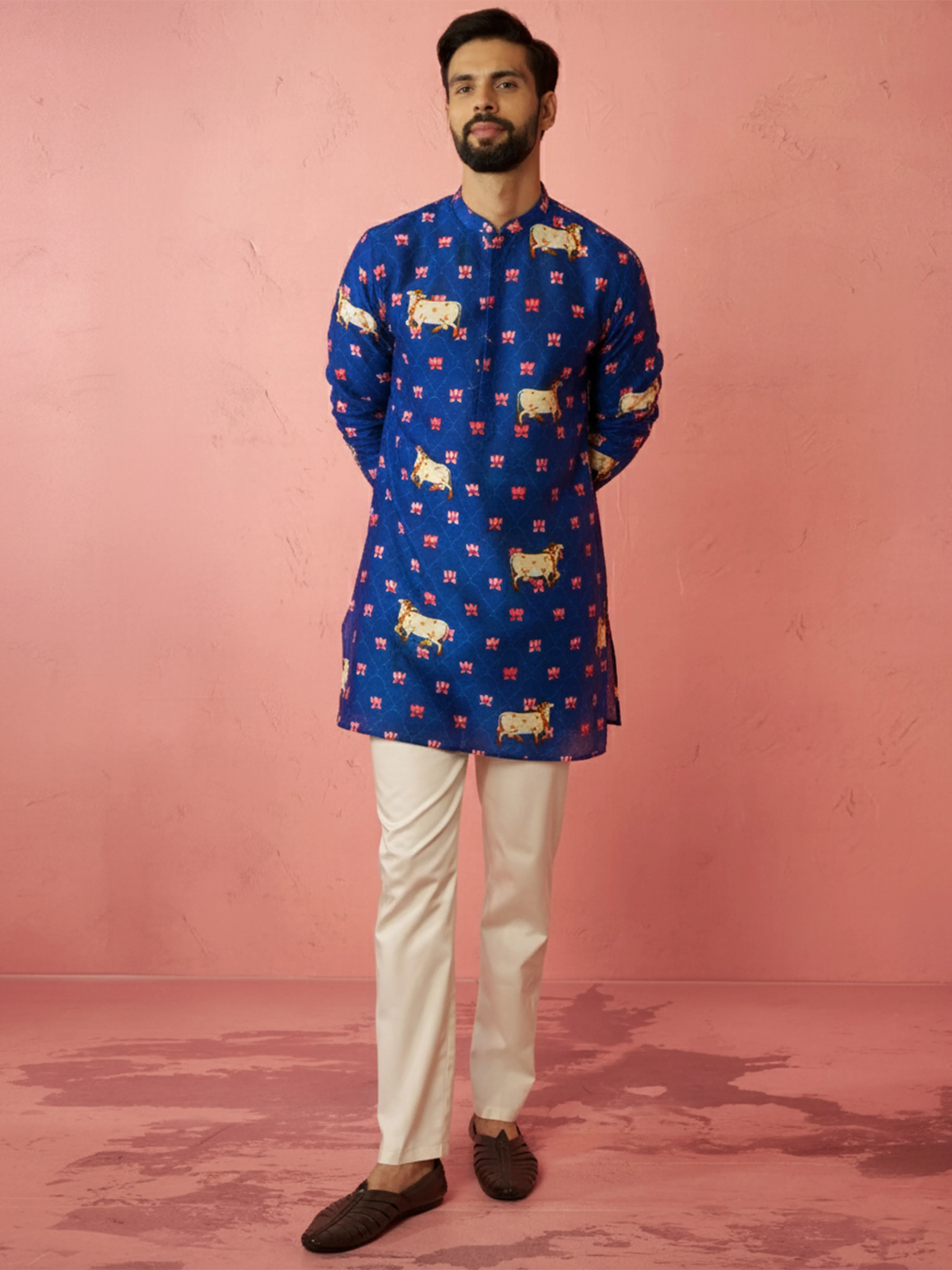 Men's Rayon Full Slevee Blue Kurta - Image 6