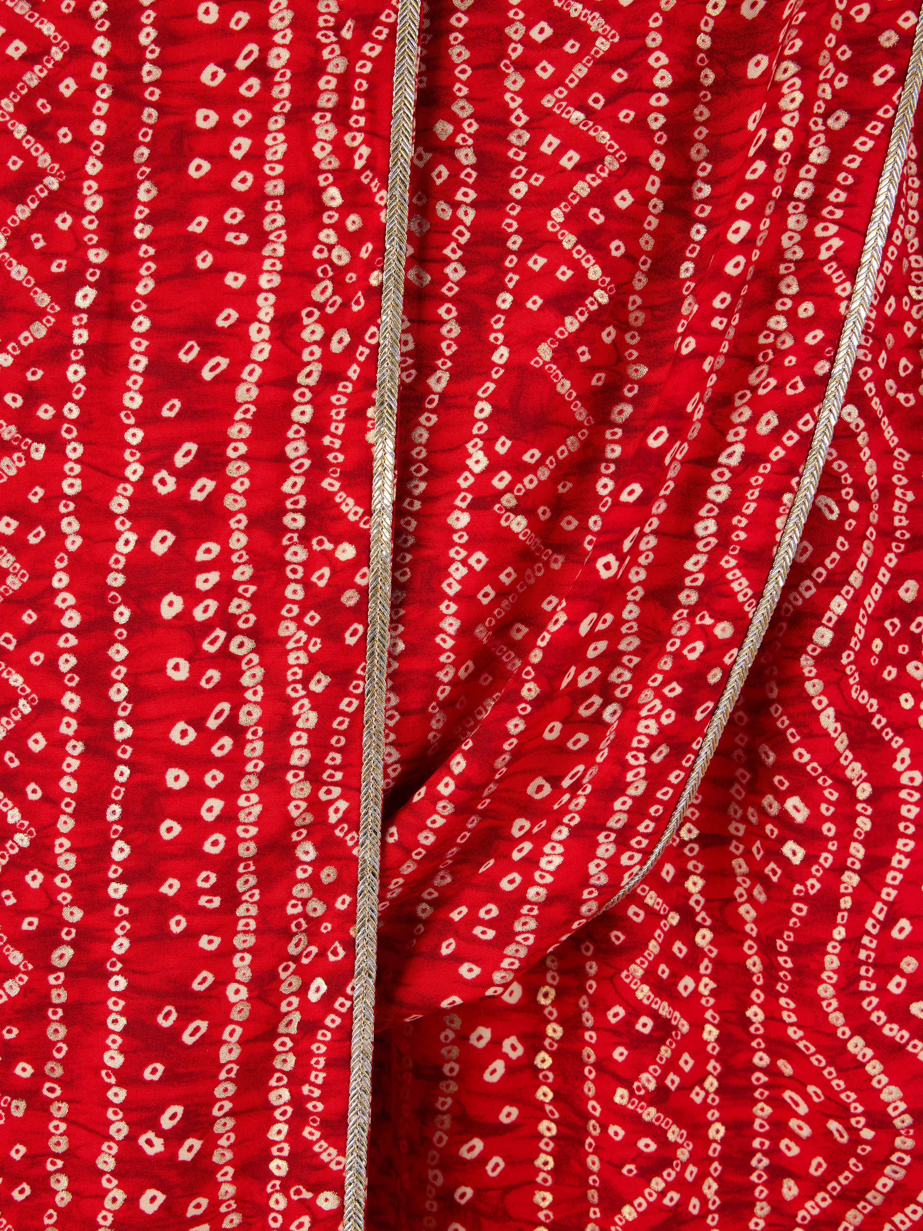 Men's Red Rayon Bandhani Print Dupatta - Image 5
