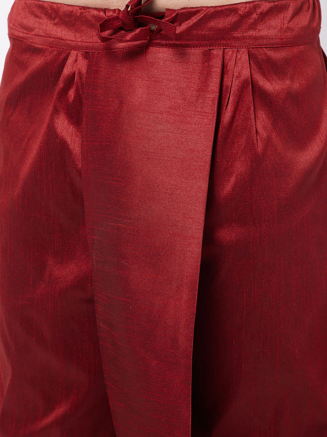 Men's Maroon Zari Weaved Jacket With Kurta Dhoti Set - Image 6