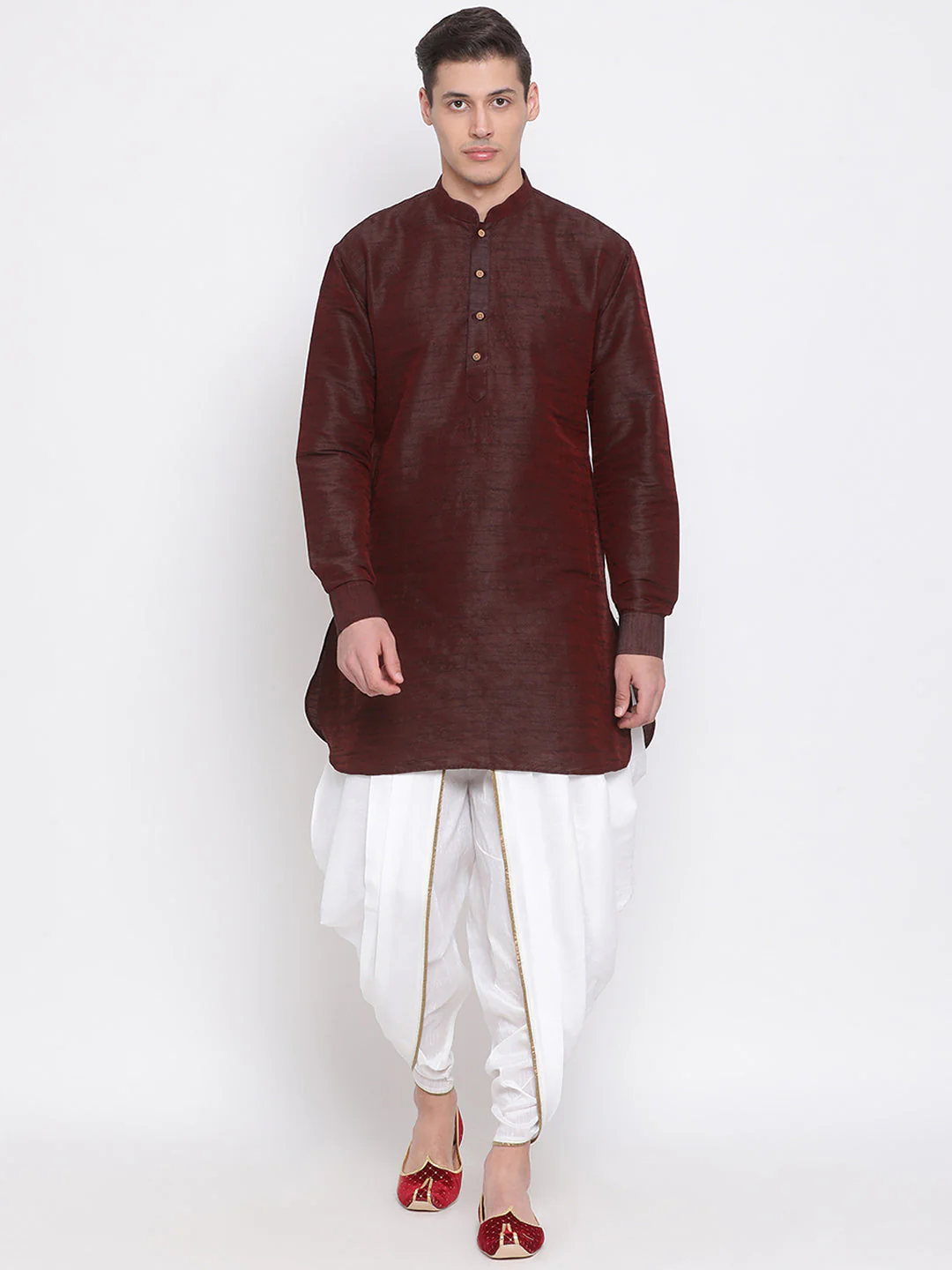 Men's White Silk Blend Dhoti Pant - Image 2