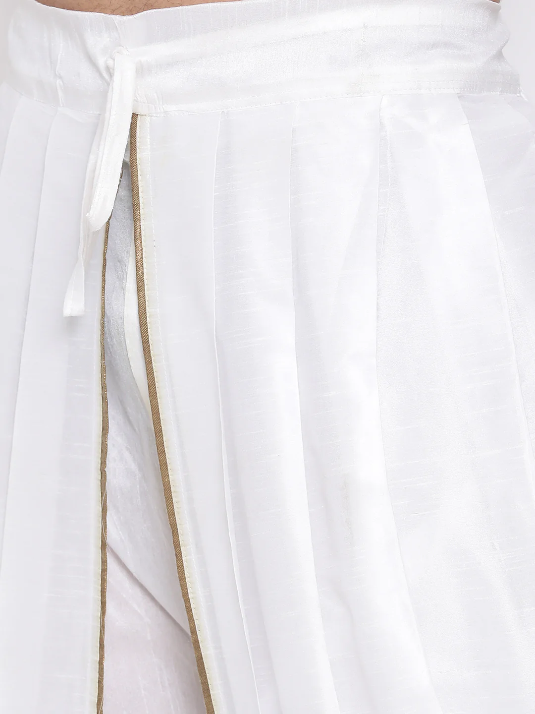 Men's White Silk Blend Dhoti Pant - Image 4