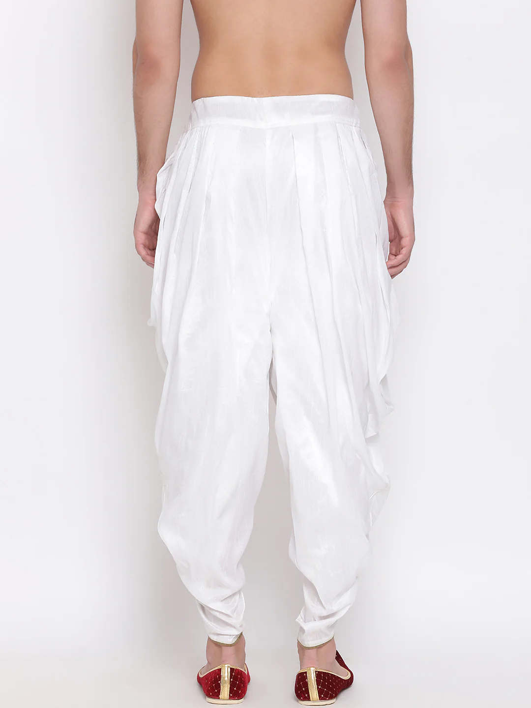 Men's White Silk Blend Dhoti Pant - Image 5