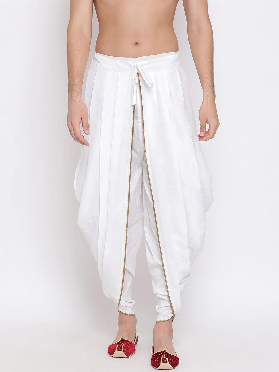 Men's White Silk Blend Dhoti Pant - Image 7