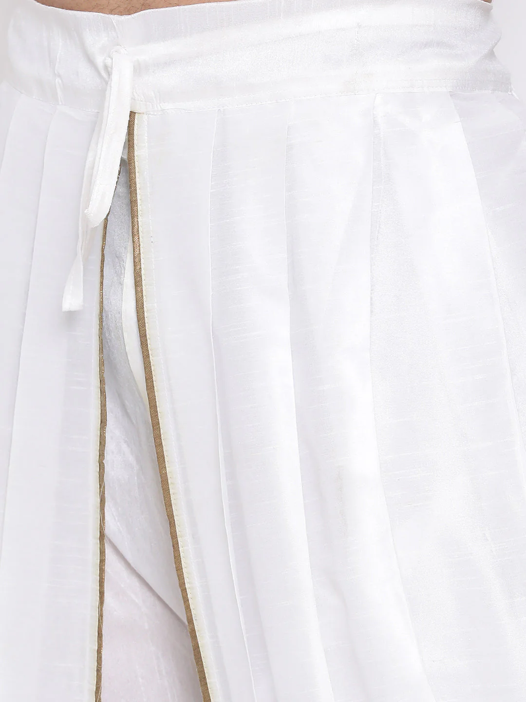 Men's White Silk Blend Dhoti Pant - Image 9