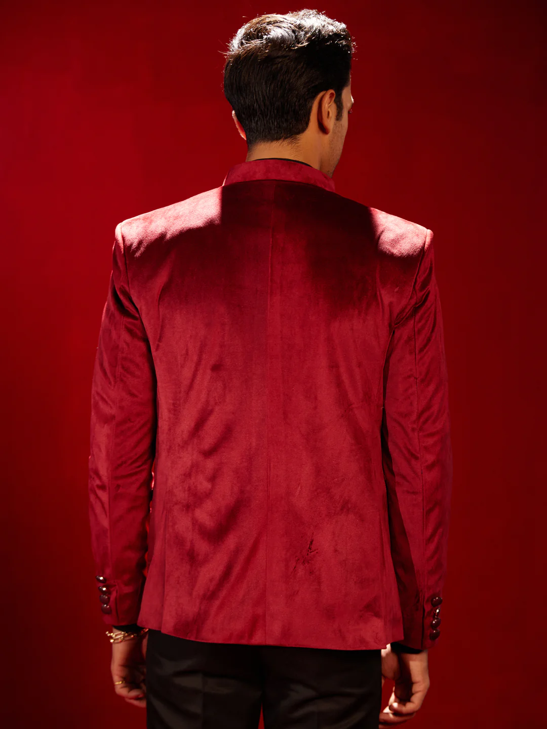 Men's Maroon Velvet Jodhpuri - Image 3