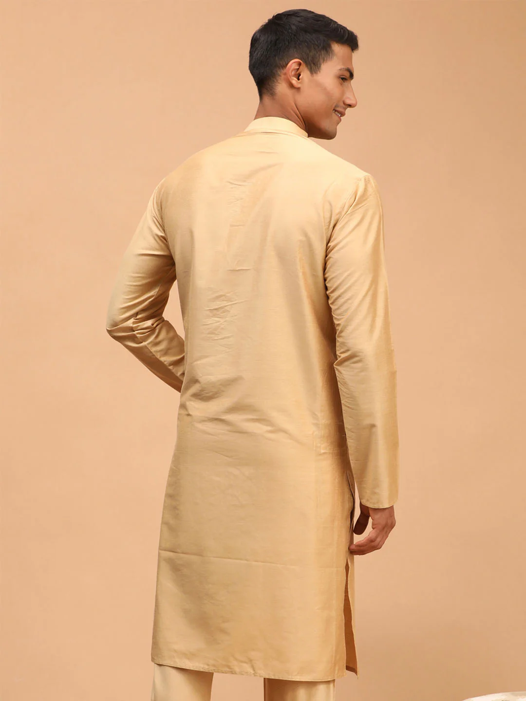 Men's Rose Gold Viscose Kurta - Image 3