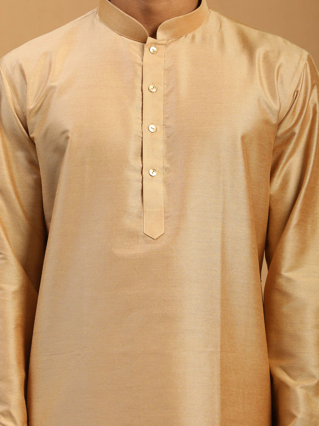 Men's Rose Gold Viscose Kurta With Pant Set - Image 4
