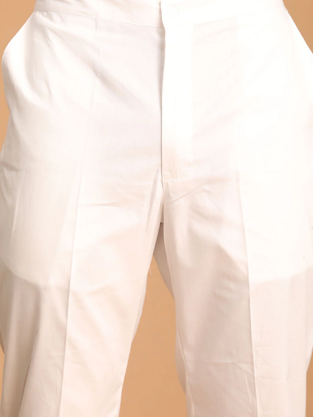 Men's Indigo Printed Cotton Kurta With White Pant Set - Image 5