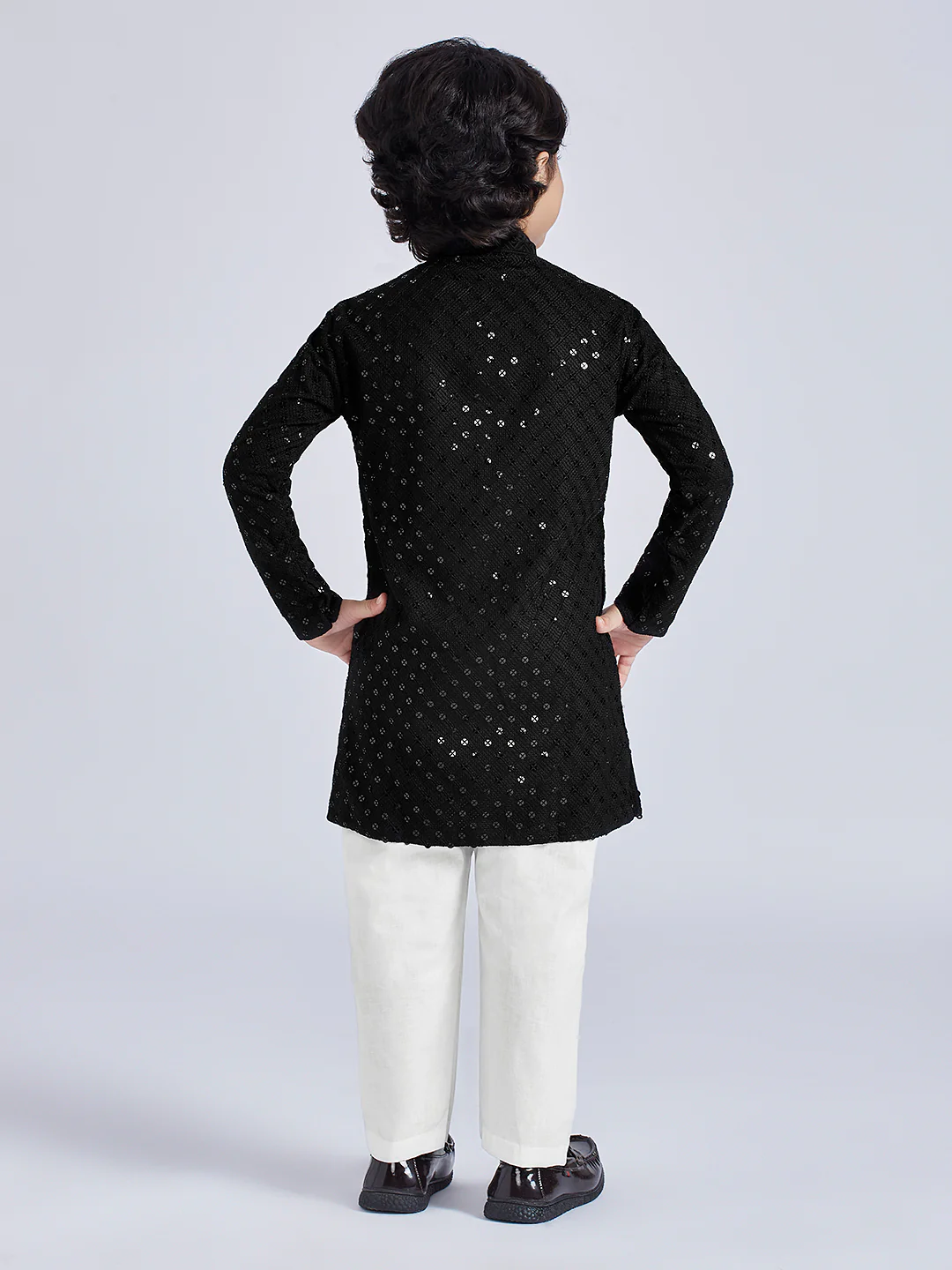 Boy's' Black Kurta And Pyjama Set - Image 5