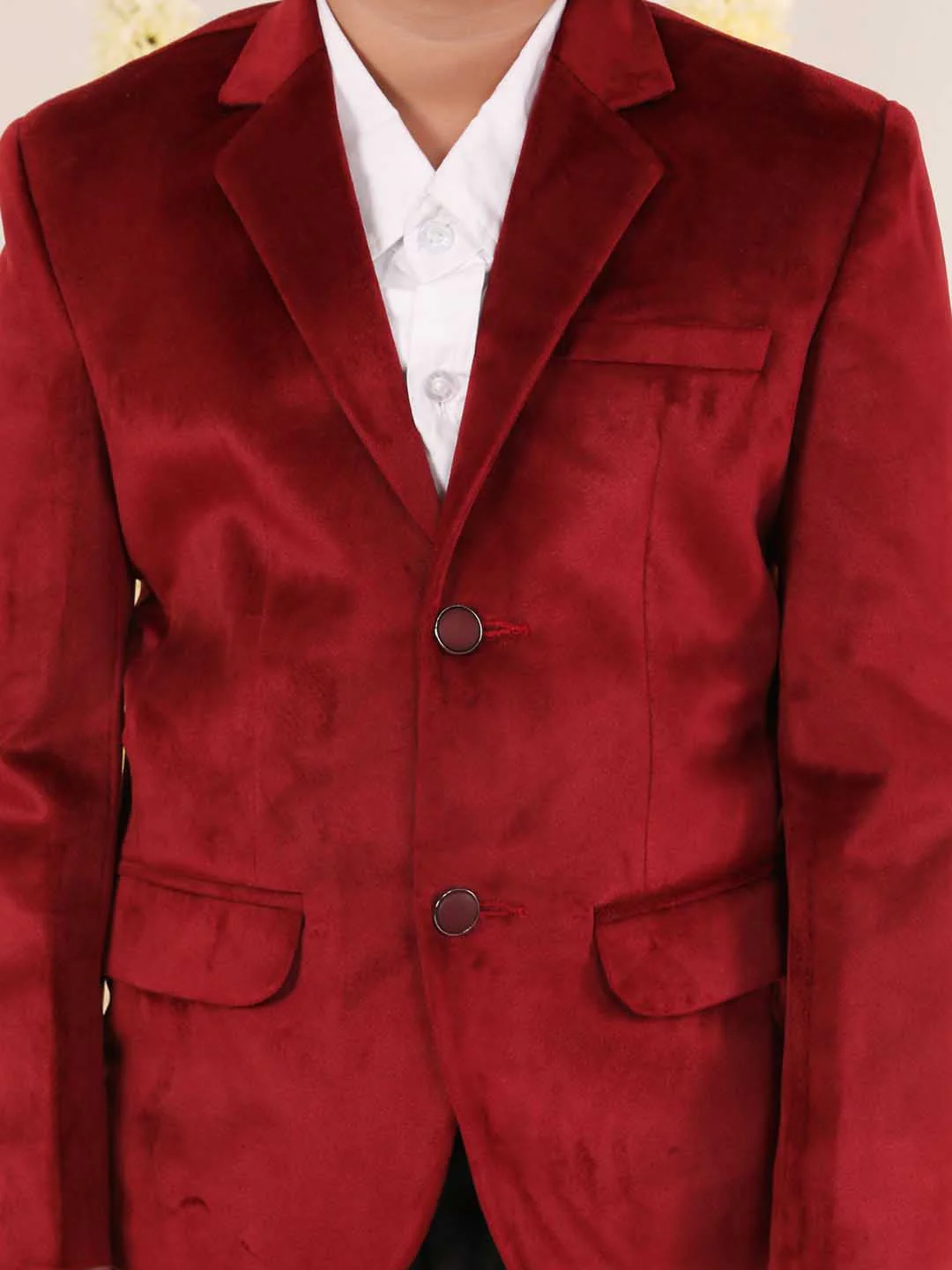 Boy's Maroon Velvet Blazer - Image 4