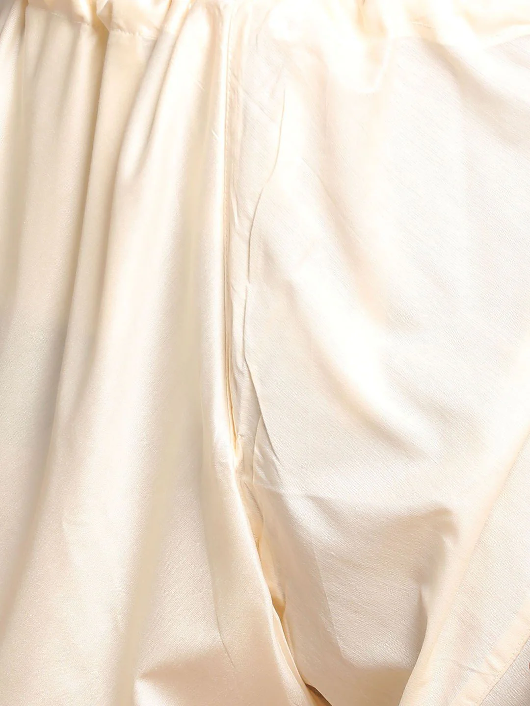 Cream Printed Nehru Jacket And Cream Solid Kurta With Pyjama Set - Image 5