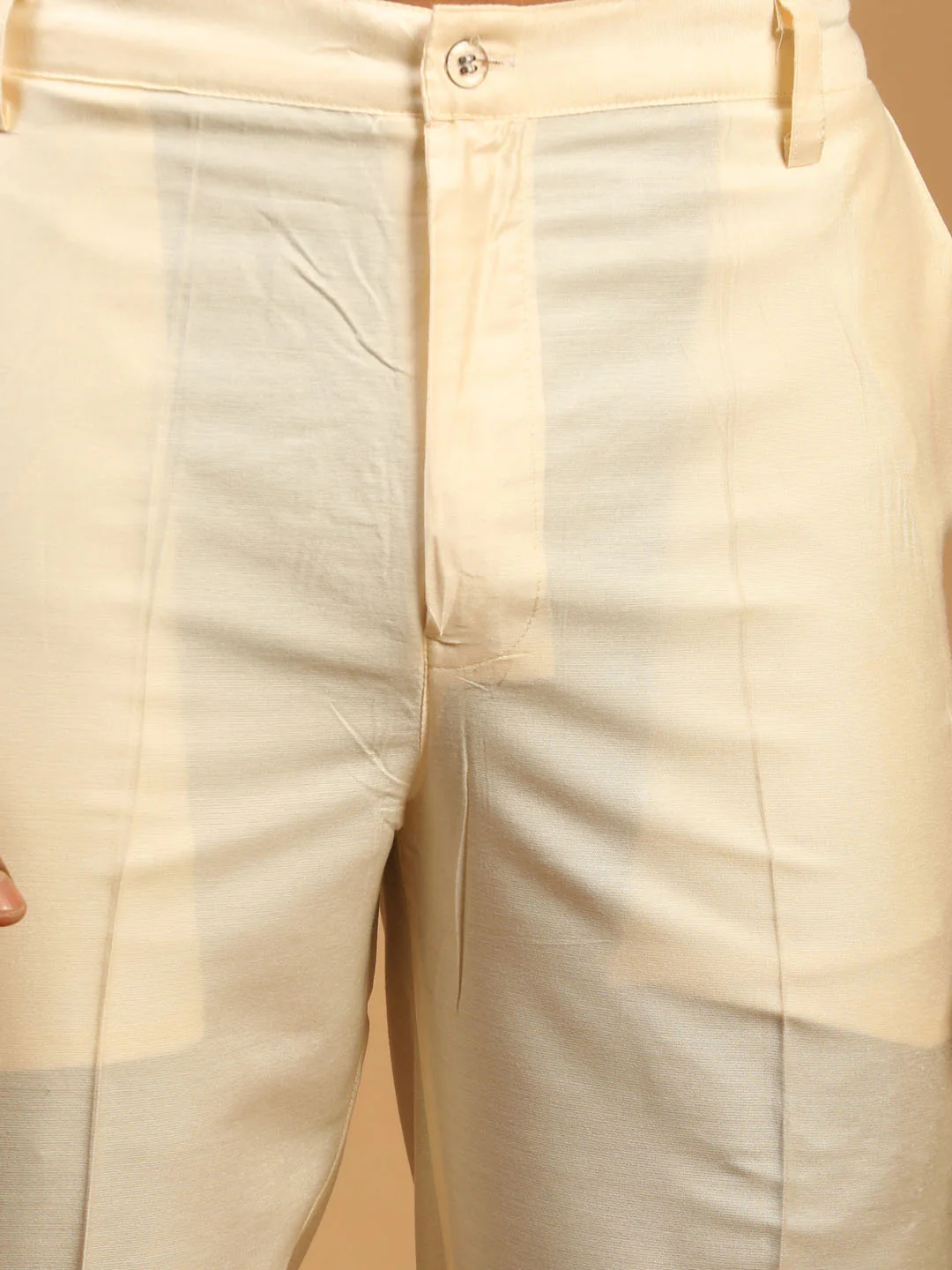 Cream Printed Nehru Jacket And Multicolor-Base Printed Kurta With Cream Viscose Stylish Pant Set - Image 5