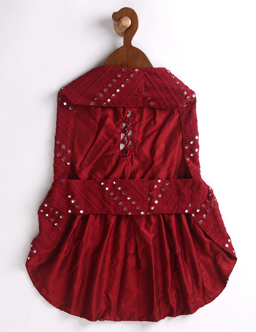 Dogs Allover Mirror Work Slik Blend Embroidered Dress - Image 3