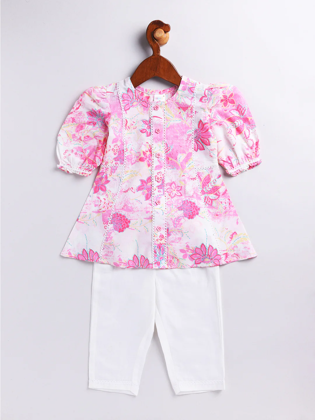 Girl's' Pink Kurta Set - Image 3