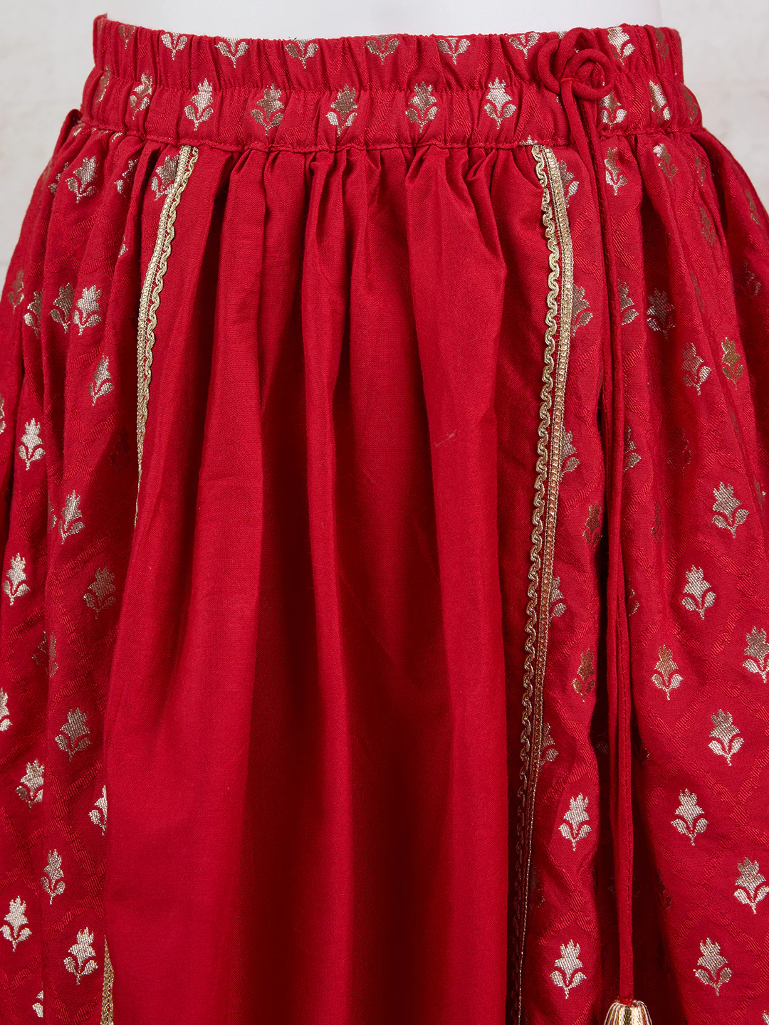 Vastramay Girls Red Viscose Lehenga Set - Image 6