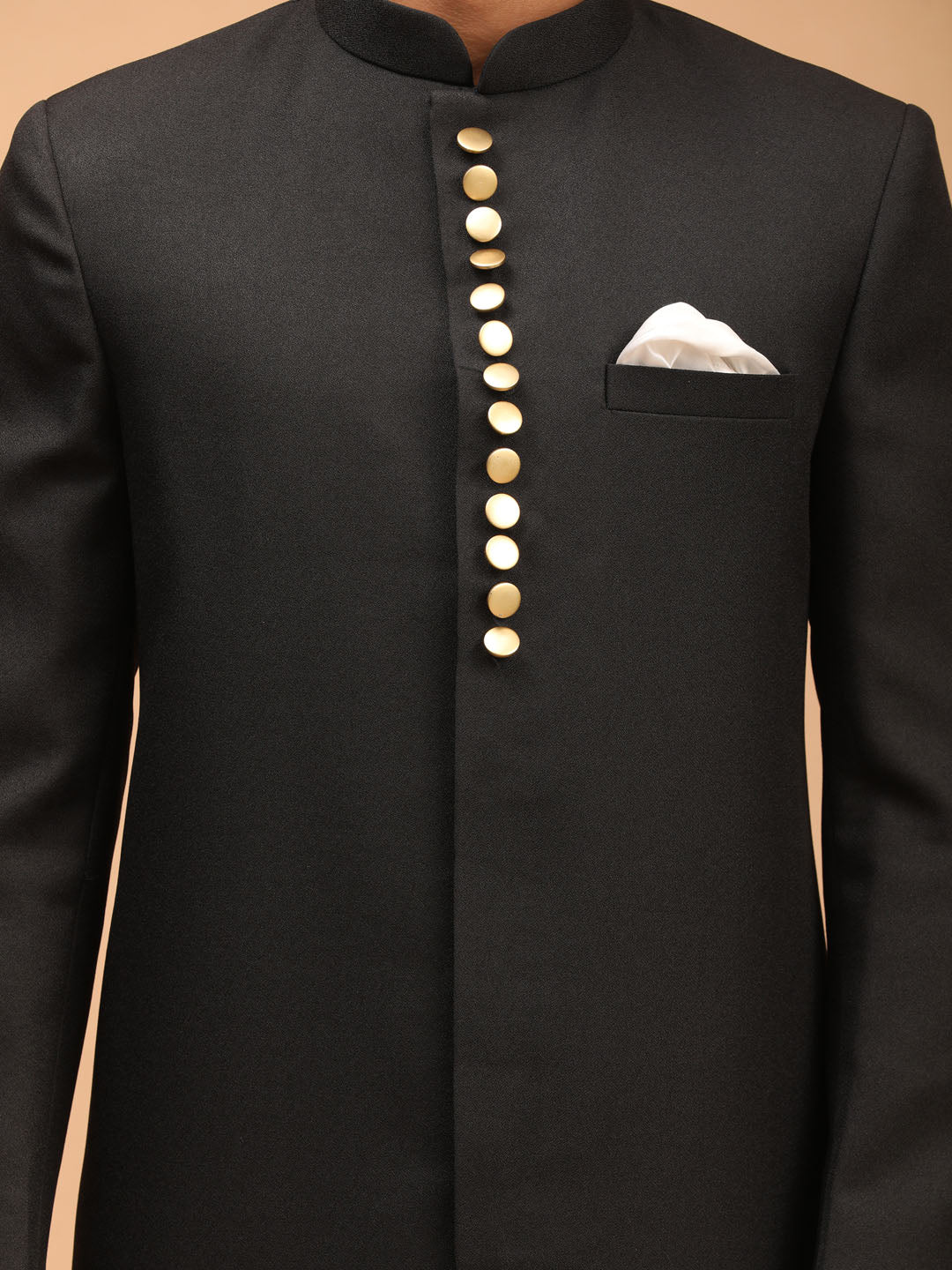 Men's Black Sherwani With Patiala Set - Image 4