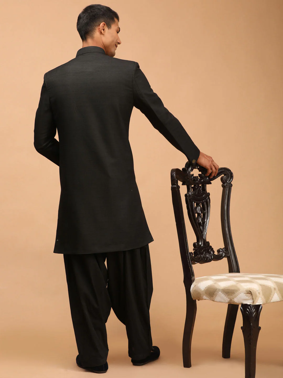Men's Black Sherwani Set - Image 3