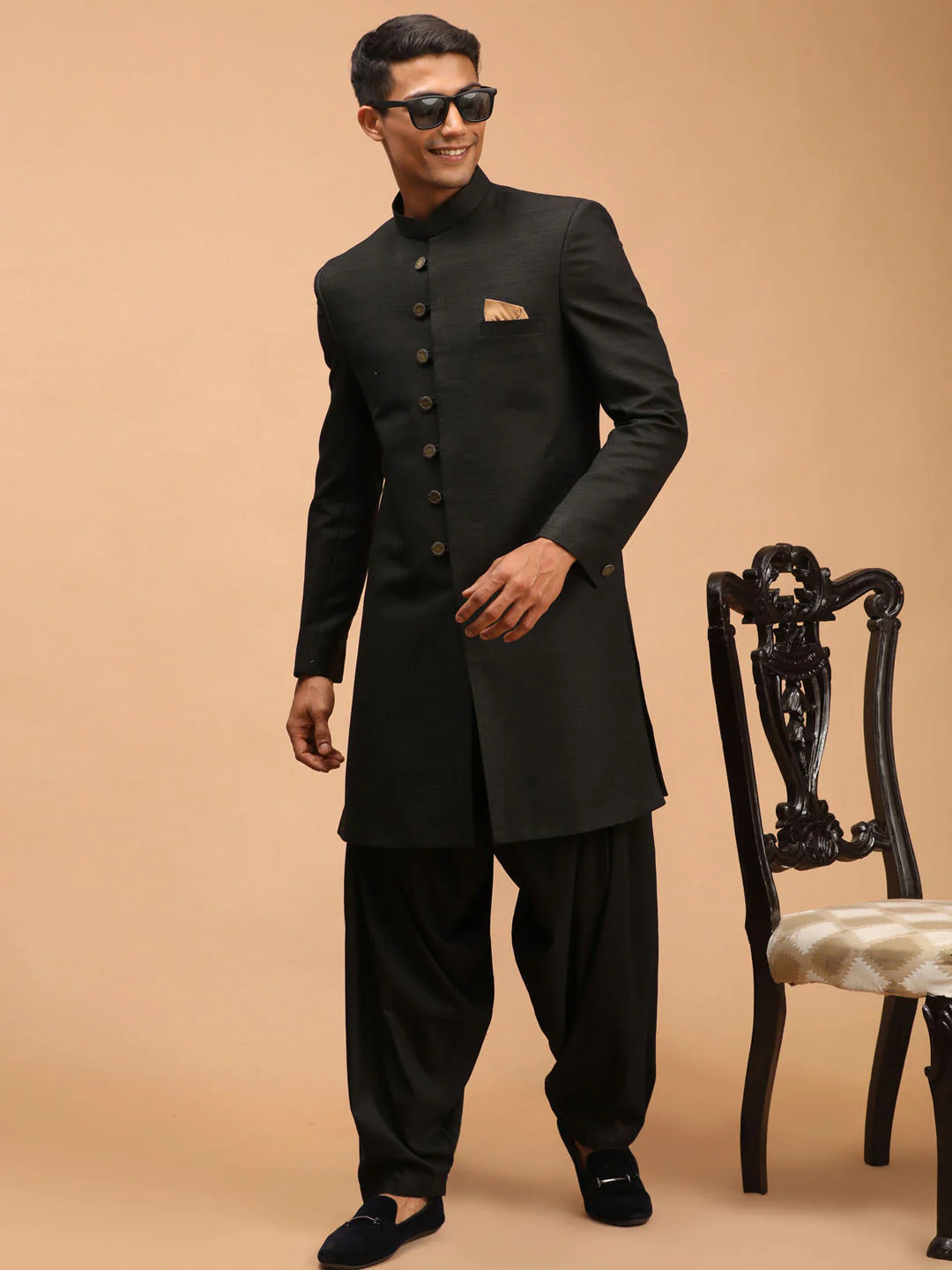 Men's Black Sherwani Set - Image 6
