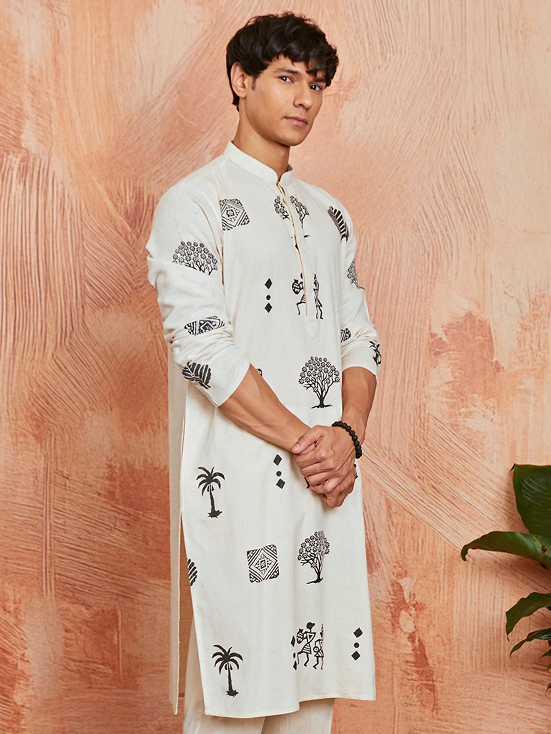Men's Cream Cotton Kurta - Image 2