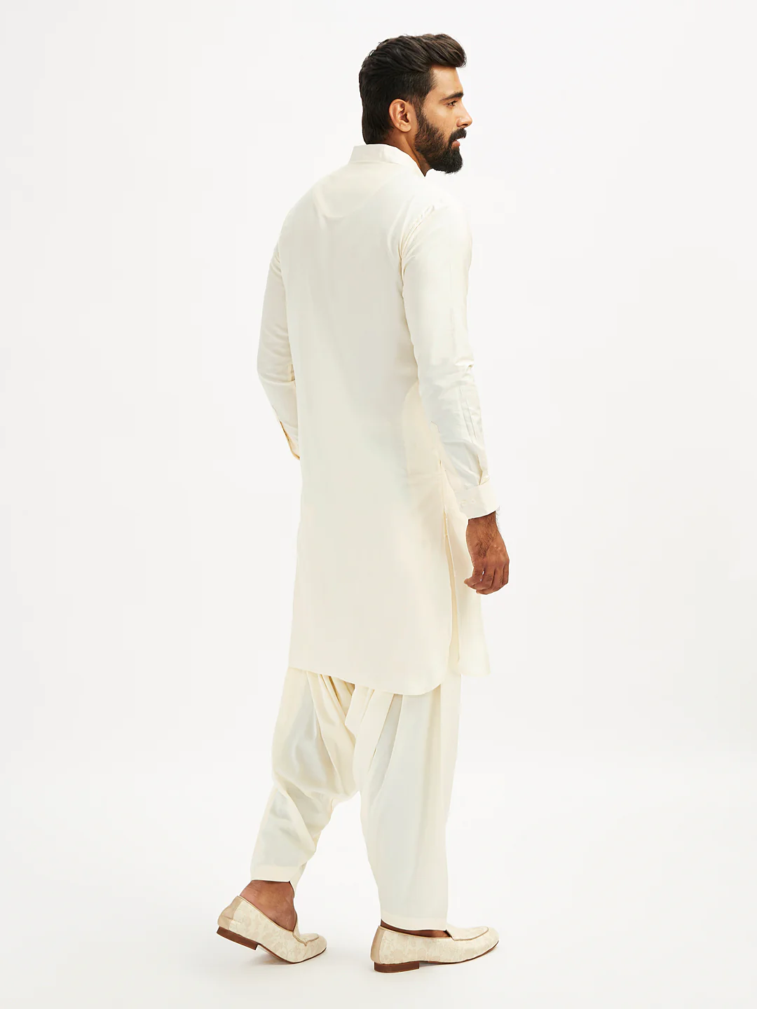 Men's Cream Viscose Pathani Kurta Set - Image 6