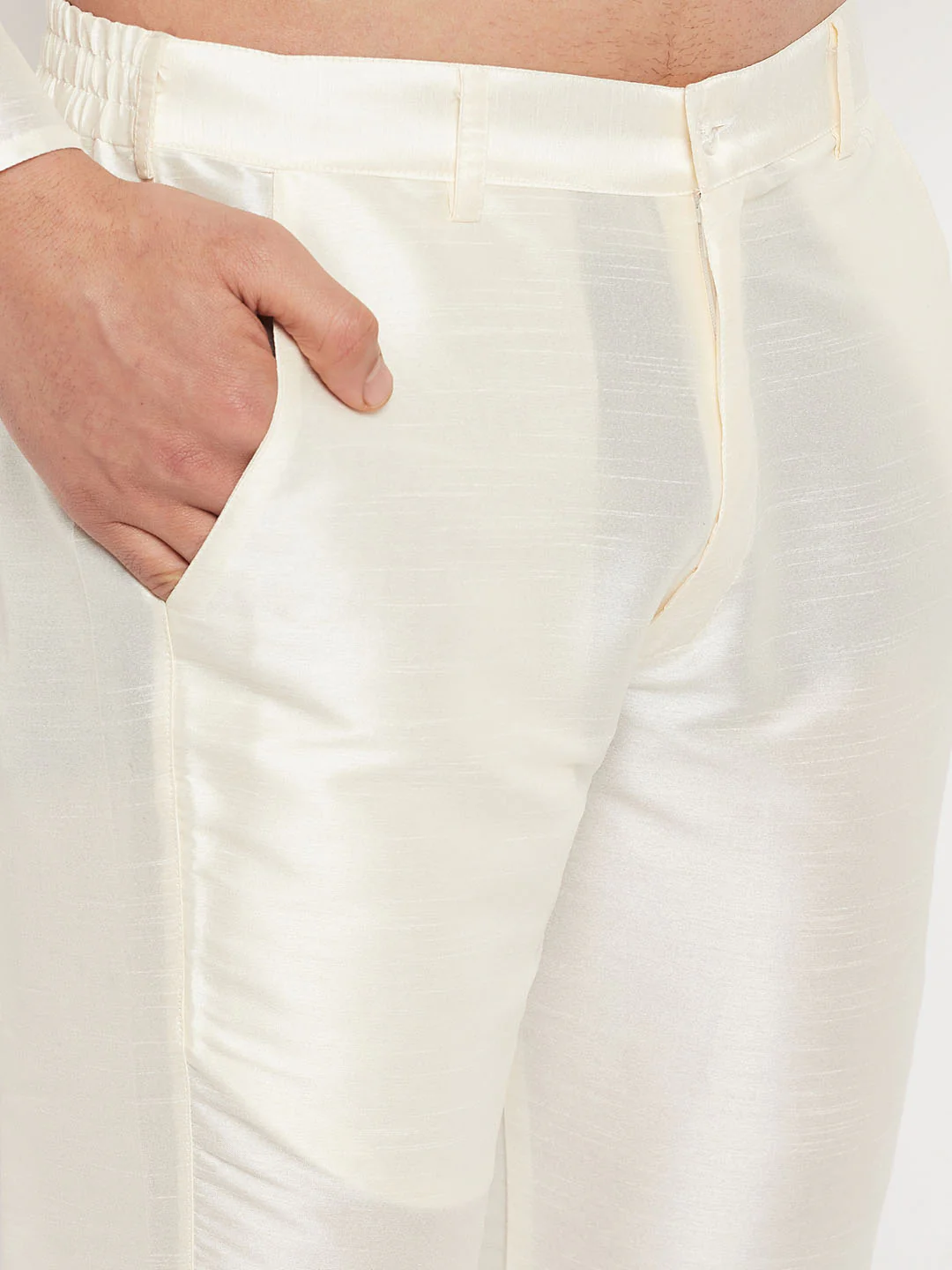 Men's Gold Zari Weaved Jacket With Kurta Pant Set - Image 5