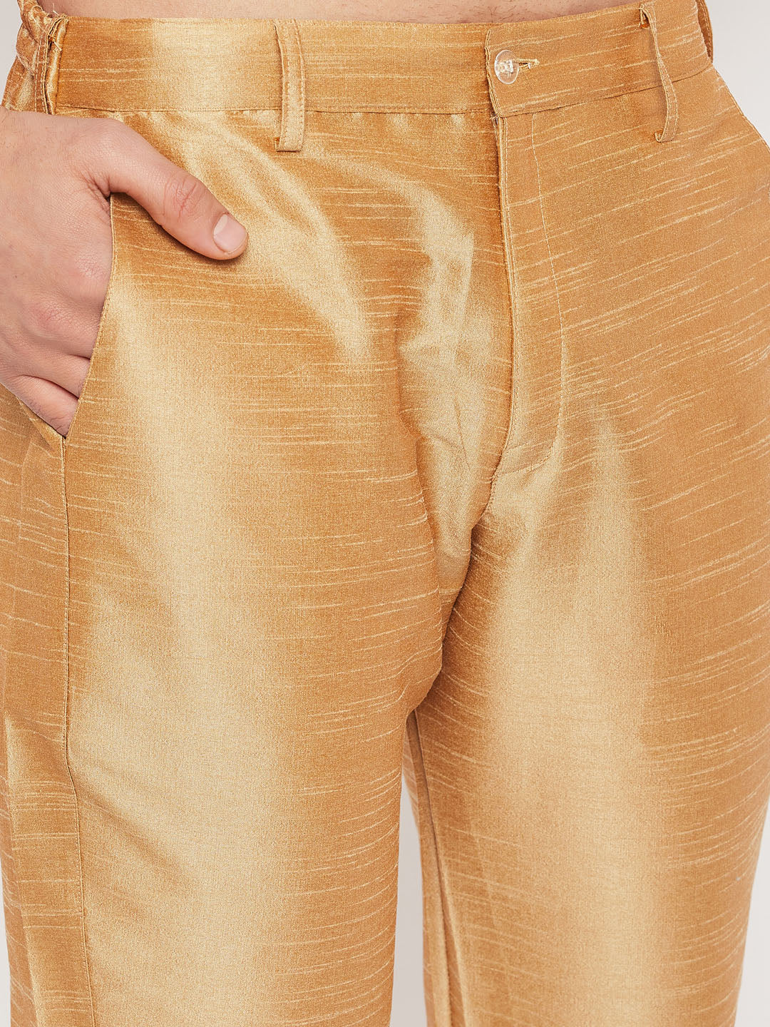 Men's Gold Zari Weaved Kurta And Pant Set - Image 5