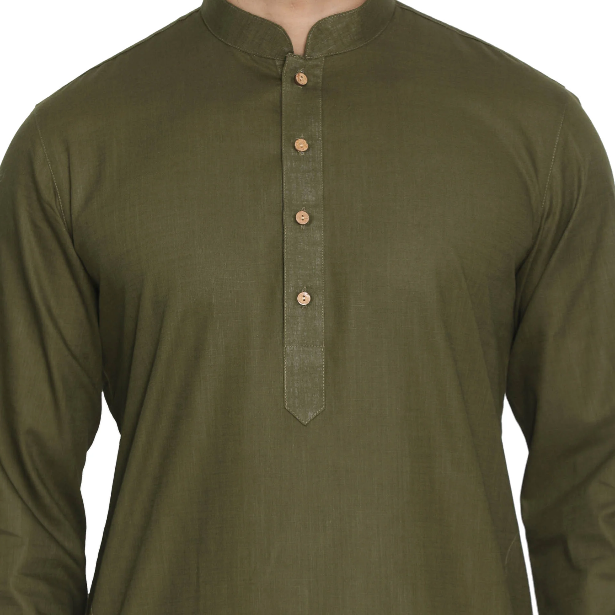 VASTRAMAY Men's Green Cotton Kurta and Pyjama Set - Image 3