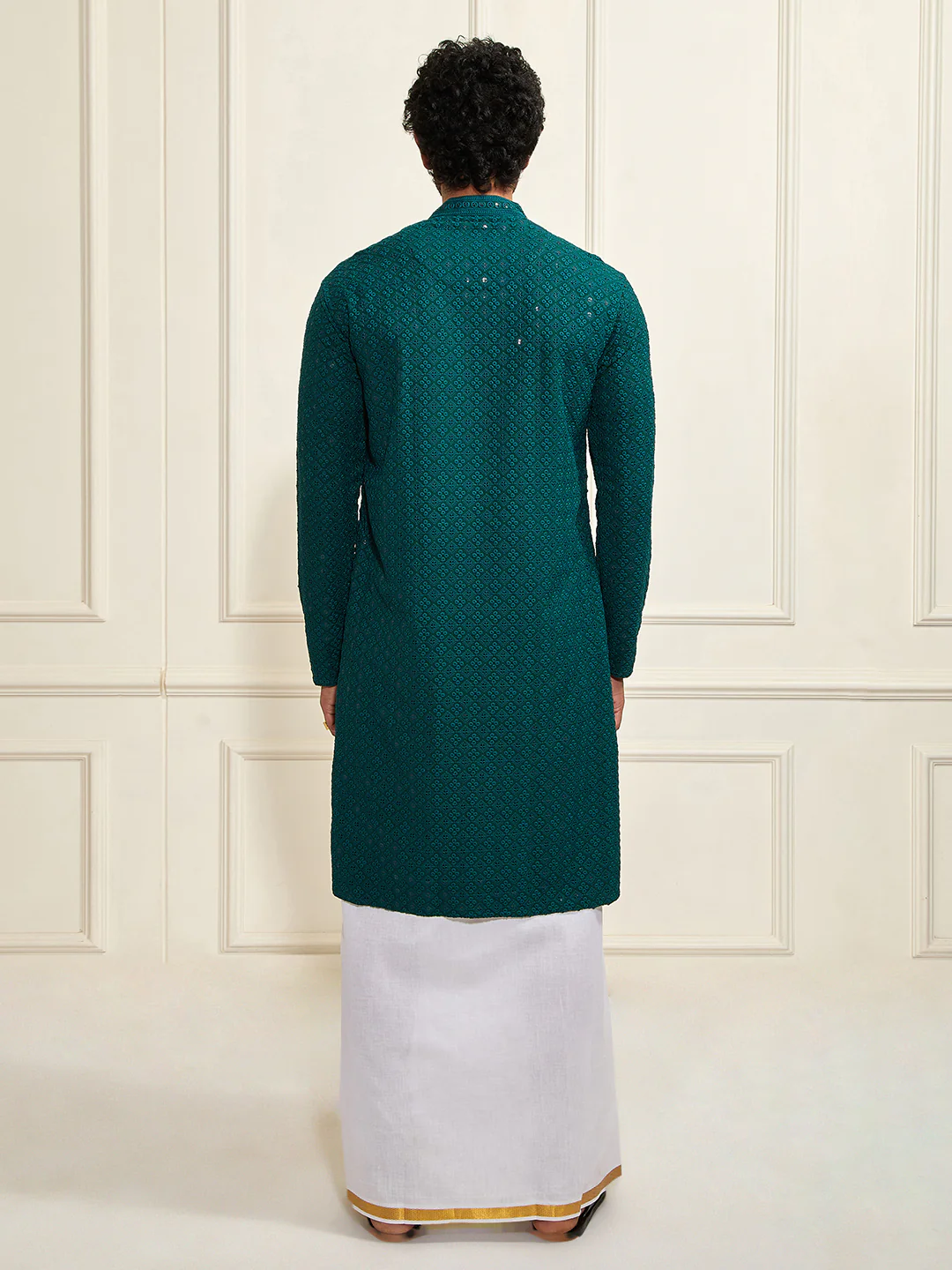 Men's Green Rayon Cotton Kurta - Image 6