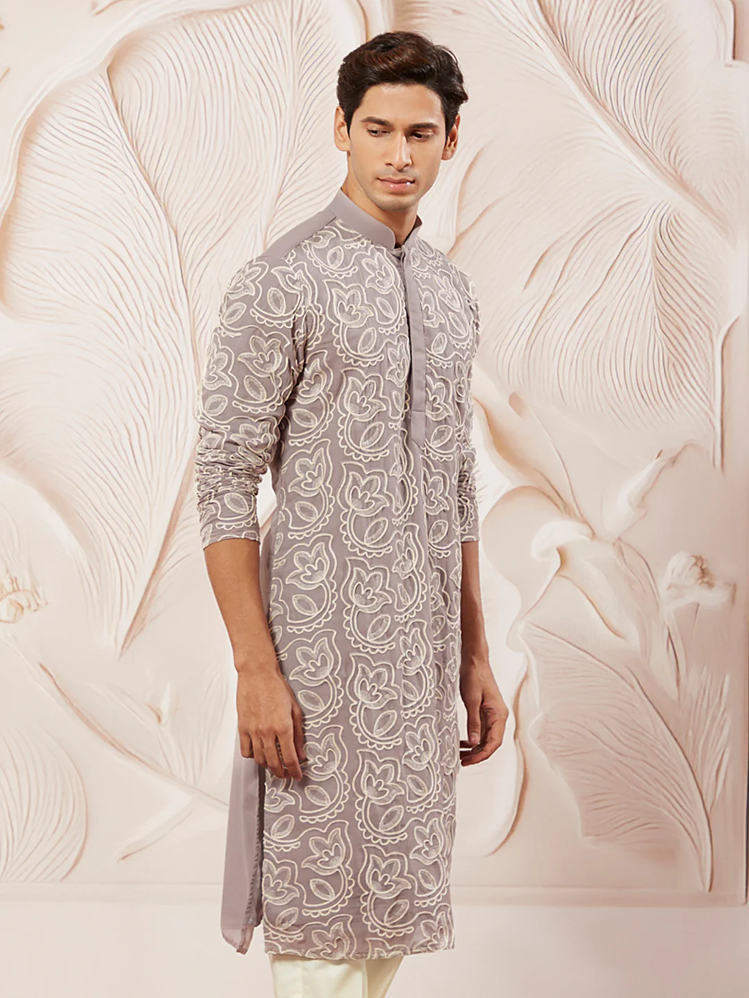 Men's Lavender Georgette Kurta - Image 2